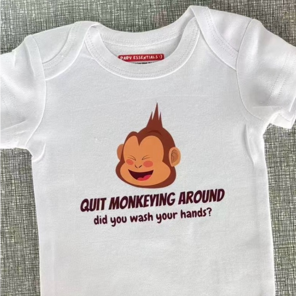 Baby Onesie with Monkey Graphic